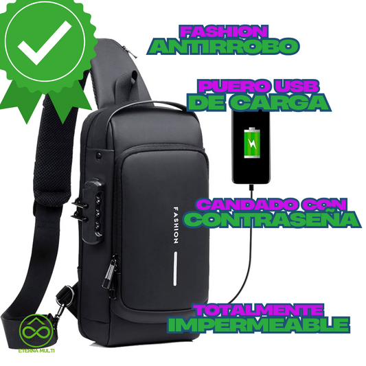 Bolsa de Hombro Antirrobo con Carga USB